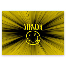 Поздравительная открытка с принтом Nirvana. в Курске, 100% бумага | плотность бумаги 280 г/м2, матовая, на обратной стороне линовка и место для марки
 | 