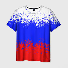 Мужская футболка 3D с принтом Россия. в Курске, 100% полиэфир | прямой крой, круглый вырез горловины, длина до линии бедер | russia | герб | государство | наша раша | патриотизм | раша | россия | россия 2020 | страна | флаг | флаг россии | я русский