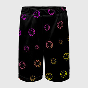 Детские спортивные шорты 3D с принтом NIRVANA НИРВАНА в Курске,  100% полиэстер
 | пояс оформлен широкой мягкой резинкой, ткань тянется
 | band | cobain | face | kurt | logo | music | nirvana | rock | rocknroll | группа | кобейн | курт | лого | логотип | музыка | музыкальная | нирвана | рожица | рок | рокнролл | символ