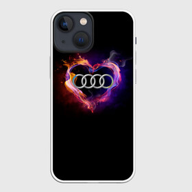 Чехол для iPhone 13 mini с принтом Audi в Курске,  |  | audi | audi в сердце | audi лого | audi марка | audi эмблема | love audi | ауди | ауди значок | ауди лого | ауди чб значок | ауди эмблема | горящее сердце | значок audi | лого автомобиля | логотип audi | логотип ауди