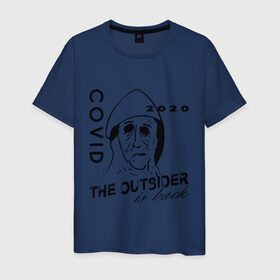Мужская футболка хлопок с принтом The outsider - covid 2020 в Курске, 100% хлопок | прямой крой, круглый вырез горловины, длина до линии бедер, слегка спущенное плечо. | 2020 | covid | stephen king | the outsider | аутсайдер | ковид | стивен кинг | чужак | чужой