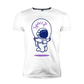Мужская футболка хлопок Slim с принтом SpaceX в Курске, 92% хлопок, 8% лайкра | приталенный силуэт, круглый вырез ворота, длина до линии бедра, короткий рукав | astronaut | space | spacesuit | космонавт | космос | скафандр
