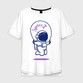 Мужская футболка хлопок Oversize с принтом SpaceX в Курске, 100% хлопок | свободный крой, круглый ворот, “спинка” длиннее передней части | astronaut | space | spacesuit | космонавт | космос | скафандр