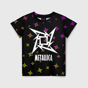 Детская футболка 3D с принтом METALLICA / МЕТАЛЛИКА в Курске, 100% гипоаллергенный полиэфир | прямой крой, круглый вырез горловины, длина до линии бедер, чуть спущенное плечо, ткань немного тянется | Тематика изображения на принте: hetfield | james | logo | metal | metalica | metallica | music | rock | star | джеймс | звезда | знак | ларс | лого | логотип | логотипы | метал | металика | металлика | музыка | рок | символ | символы | ульрих | хэтфилд