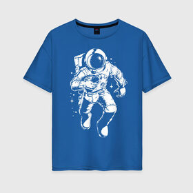 Женская футболка хлопок Oversize с принтом Space american football в Курске, 100% хлопок | свободный крой, круглый ворот, спущенный рукав, длина до линии бедер
 | american football | astronaut | ball | gamer | space | sport | star | американский футбол | игрок | космонавт | космос | спорт