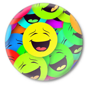 Значок с принтом смайлы, улыбки, разноцветный, в Курске,  металл | круглая форма, металлическая застежка в виде булавки | разноцветный | смайлы | улыбки | эмоции