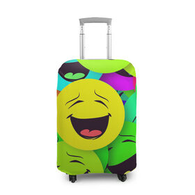 Чехол для чемодана 3D с принтом смайлы, улыбки, разноцветный, в Курске, 86% полиэфир, 14% спандекс | двустороннее нанесение принта, прорези для ручек и колес | разноцветный | смайлы | улыбки | эмоции
