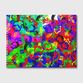 Альбом для рисования с принтом Freek в Курске, 100% бумага
 | матовая бумага, плотность 200 мг. | изображение | каллорит | краски | орнамент | разные цвета | спорт | текстуры | узоры | фигуры | фрик | хиппи | яркая