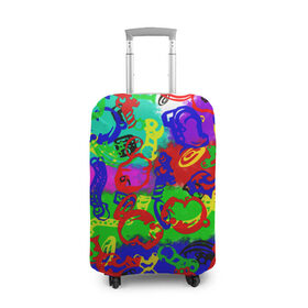Чехол для чемодана 3D с принтом Freek в Курске, 86% полиэфир, 14% спандекс | двустороннее нанесение принта, прорези для ручек и колес | изображение | каллорит | краски | орнамент | разные цвета | спорт | текстуры | узоры | фигуры | фрик | хиппи | яркая