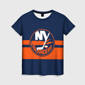 Женская футболка 3D с принтом NY ISLANDERS NHL в Курске, 100% полиэфир ( синтетическое хлопкоподобное полотно) | прямой крой, круглый вырез горловины, длина до линии бедер | hockey | islanders | logo | new york | ny | sport | usa | исландерс | логотип | нхл | нью йорк | спорт | хоккей