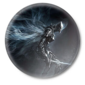 Значок с принтом Ночной рыцарь в Курске,  металл | круглая форма, металлическая застежка в виде булавки | ночной рыцарь | рыцарь | рыцарь с мечом | фентези | фэнтези