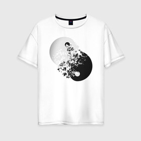 Женская футболка хлопок Oversize с принтом Инь Янь Yin Yang в Курске, 100% хлопок | свободный крой, круглый ворот, спущенный рукав, длина до линии бедер
 | 