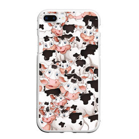 Чехол для iPhone 7Plus/8 Plus матовый с принтом Коровы в Курске, Силикон | Область печати: задняя сторона чехла, без боковых панелей | бык | говядина | корова | паттерн | рога | стадо | теленок | тёлка