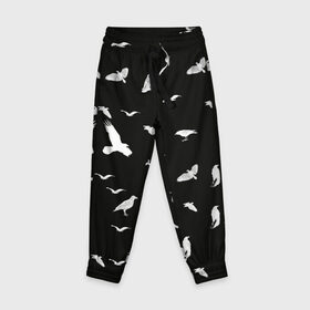 Детские брюки 3D с принтом Птицы | Чёрно-белые в Курске, 100% полиэстер | манжеты по низу, эластичный пояс регулируется шнурком, по бокам два кармана без застежек, внутренняя часть кармана из мелкой сетки | 