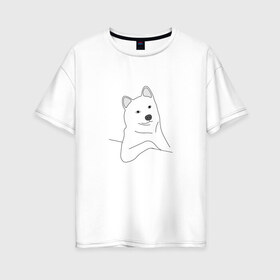 Женская футболка хлопок Oversize с принтом Сool dog в Курске, 100% хлопок | свободный крой, круглый ворот, спущенный рукав, длина до линии бедер
 | dog | mem | крутая собака | мем | облокотившаяся собака | пес | прикол | прикольная собака | хаски | юмор