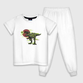 Детская пижама хлопок с принтом Самурай Юрского Периода в Курске, 100% хлопок |  брюки и футболка прямого кроя, без карманов, на брюках мягкая резинка на поясе и по низу штанин
 | dinosaur | japan | katana | t rex | tyrannosaur | динозавр | животное | зубы | иероглиф | катана | когти | луна | меч | ниндзя | полнолуние | самурай | самурай юрского периода | т рекс | тиранозавр | тиранозавр с катаной