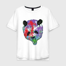 Мужская футболка хлопок Oversize с принтом Панда в Курске, 100% хлопок | свободный крой, круглый ворот, “спинка” длиннее передней части | animal | animals | australia | bear | paint | panda | panda bear | австралия | голова | голова панды | животное | зубы | клыки | краска | краски | медведь | медведь панда | панда | пандочка | природа | рисунок