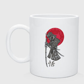 Кружка с принтом Самурай в Курске, керамика | объем — 330 мл, диаметр — 80 мм. Принт наносится на бока кружки, можно сделать два разных изображения | japan | katana | moon | samurai | воин | воин самурай | доспехи | доспехи самурая | иероглиф | иероглифы | ироглиф | катана | луна | меч | нагабакама | рисунок | самурай | самурайское кимоно | солнце | хакама