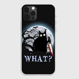 Чехол для iPhone 12 Pro Max с принтом What Cat (Halloween) в Курске, Силикон |  | Тематика изображения на принте: cat | cats | halloween | what | кот | котенок | коты | котяра | кошак | кошка | нож | пушистый | хэллоуин | что