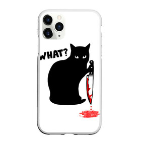 Чехол для iPhone 11 Pro Max матовый с принтом What Cat в Курске, Силикон |  | cat | cats | halloween | what | кот | котенок | коты | котяра | кошак | кошка | нож | пушистый | хэллоуин | что