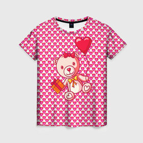 Женская футболка 3D с принтом Медвежонок сюрприз в Курске, 100% полиэфир ( синтетическое хлопкоподобное полотно) | прямой крой, круглый вырез горловины, длина до линии бедер | baby | bear | love is | teddy | valentines | бабочка | бантик | валентина | влюбленный | воздушный шарик | девочка | игрушка | лучшая мама | любимая жена | люблю | любовь | малыш | марта | медведь | медвежата | милый