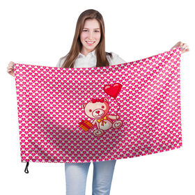 Флаг 3D с принтом Медвежонок сюрприз в Курске, 100% полиэстер | плотность ткани — 95 г/м2, размер — 67 х 109 см. Принт наносится с одной стороны | baby | bear | love is | teddy | valentines | бабочка | бантик | валентина | влюбленный | воздушный шарик | девочка | игрушка | лучшая мама | любимая жена | люблю | любовь | малыш | марта | медведь | медвежата | милый
