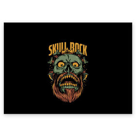 Поздравительная открытка с принтом Skull Rock в Курске, 100% бумага | плотность бумаги 280 г/м2, матовая, на обратной стороне линовка и место для марки
 | art | beard | eyes | music | rock | skull | teeth | арт | борода | глаза | зубы | музыка | рок | череп