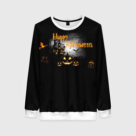 Женский свитшот 3D с принтом Halloween в Курске, 100% полиэстер с мягким внутренним слоем | круглый вырез горловины, мягкая резинка на манжетах и поясе, свободная посадка по фигуре | halloween | jack | lantern | pumpkin | светильник джека | хэллоуин