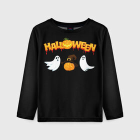 Детский лонгслив 3D с принтом Halloween в Курске, 100% полиэстер | длинные рукава, круглый вырез горловины, полуприлегающий силуэт
 | halloween | jack | lantern | pumpkin | светильник джека | хэллоуин