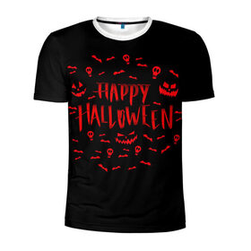 Мужская футболка 3D спортивная с принтом Halloween в Курске, 100% полиэстер с улучшенными характеристиками | приталенный силуэт, круглая горловина, широкие плечи, сужается к линии бедра | halloween | jack | lantern | pumpkin | светильник джека | хэллоуин