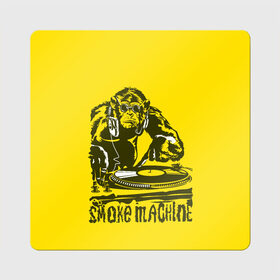 Магнит виниловый Квадрат с принтом Дым машина в Курске, полимерный материал с магнитным слоем | размер 9*9 см, закругленные углы | винила | дискотека. | дым машина | клубная музыка | обезьяна за диск жокей | шимпанзе диджей