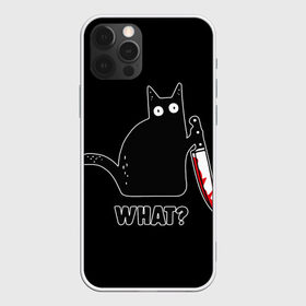 Чехол для iPhone 12 Pro Max с принтом What Cat в Курске, Силикон |  | Тематика изображения на принте: cat | cats | halloween | what | кот | котенок | коты | котяра | кошак | кошка | нож | пушистый | хэллоуин | что