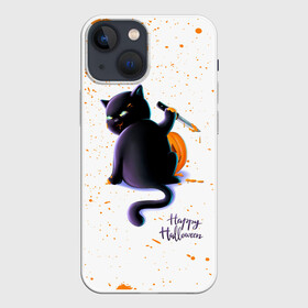 Чехол для iPhone 13 mini с принтом Halloween в Курске,  |  | 31 октября | halloween | halowen | ведьма | день всех святых | джек | костюм | кровь | лого | монстр | надпись | праздник | приведение | призрак | светильник | символ | страшная | тыква | ужасы | хеллоуин | хеллуин