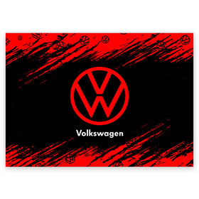 Поздравительная открытка с принтом VOLKSWAGEN / Фольксваген в Курске, 100% бумага | плотность бумаги 280 г/м2, матовая, на обратной стороне линовка и место для марки
 | auto | logo | moto | symbol | volkswagen | авто | автомобиль | гонки | знак | лого | логотип | логотипы | марка | машина | мото | символ | символы | фольксваген
