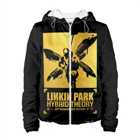 Женская куртка 3D с принтом Hybrid Theory 20th Anniversary в Курске, ткань верха — 100% полиэстер, подклад — флис | прямой крой, подол и капюшон оформлены резинкой с фиксаторами, два кармана без застежек по бокам, один большой потайной карман на груди. Карман на груди застегивается на липучку | chester bennington | hybrid theory | linkin park | rock | беннингтон | линкин парк | рок | честер