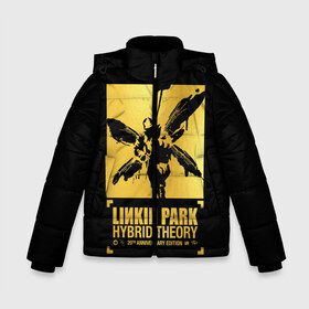 Зимняя куртка для мальчиков 3D с принтом Hybrid Theory 20th Anniversary в Курске, ткань верха — 100% полиэстер; подклад — 100% полиэстер, утеплитель — 100% полиэстер | длина ниже бедра, удлиненная спинка, воротник стойка и отстегивающийся капюшон. Есть боковые карманы с листочкой на кнопках, утяжки по низу изделия и внутренний карман на молнии. 

Предусмотрены светоотражающий принт на спинке, радужный светоотражающий элемент на пуллере молнии и на резинке для утяжки | chester bennington | hybrid theory | linkin park | rock | беннингтон | линкин парк | рок | честер