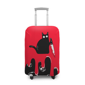 Чехол для чемодана 3D с принтом WHAT CAT в Курске, 86% полиэфир, 14% спандекс | двустороннее нанесение принта, прорези для ручек и колес | art | black | black cat | cat | dark | dark cat | halloween | what | what cat | what mem | арт | кот | кот арт | кот мем | мем | нож | праздник | прикол | прикольный кот | убица | хэллоуин | чёрный | чёрный кот | что | что мем