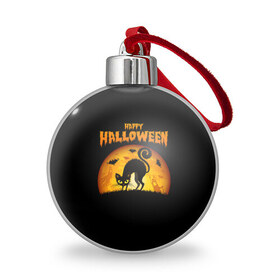 Ёлочный шар с принтом Helloween в Курске, Пластик | Диаметр: 77 мм | Тематика изображения на принте: halloween | ведьма | летучая мышь | полнолуние | привидение | призрак | тыква | хеллоуин | хелуин | хэллоин | хэллоуин | хэлоуин | хэлуин | черный кот
