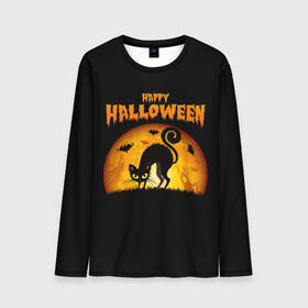 Мужской лонгслив 3D с принтом Helloween в Курске, 100% полиэстер | длинные рукава, круглый вырез горловины, полуприлегающий силуэт | halloween | ведьма | летучая мышь | полнолуние | привидение | призрак | тыква | хеллоуин | хелуин | хэллоин | хэллоуин | хэлоуин | хэлуин | черный кот
