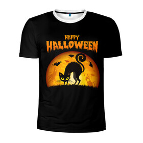 Мужская футболка 3D спортивная с принтом Helloween в Курске, 100% полиэстер с улучшенными характеристиками | приталенный силуэт, круглая горловина, широкие плечи, сужается к линии бедра | halloween | ведьма | летучая мышь | полнолуние | привидение | призрак | тыква | хеллоуин | хелуин | хэллоин | хэллоуин | хэлоуин | хэлуин | черный кот