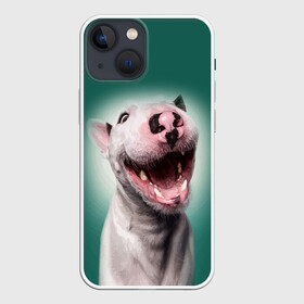 Чехол для iPhone 13 mini с принтом Bully в Курске,  |  | bull terrier | ears | eyes | fangs | jaw | muzzle | nose | smile | бультерьер | глаза | клыки | нос | пасть | улыбка | уши