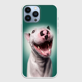 Чехол для iPhone 13 Pro Max с принтом Bully в Курске,  |  | bull terrier | ears | eyes | fangs | jaw | muzzle | nose | smile | бультерьер | глаза | клыки | нос | пасть | улыбка | уши