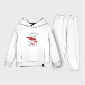 Детский костюм хлопок Oversize с принтом Акула в Курске,  |  | art | fish | inscription | shark | акула | арт | надпись | рыба