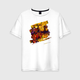 Женская футболка хлопок Oversize с принтом Взрыв цвета в Курске, 100% хлопок | свободный крой, круглый ворот, спущенный рукав, длина до линии бедер
 | желтый | красный | синий | фиолетовый | чёрный