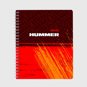 Тетрадь с принтом HUMMER Хаммер в Курске, 100% бумага | 48 листов, плотность листов — 60 г/м2, плотность картонной обложки — 250 г/м2. Листы скреплены сбоку удобной пружинной спиралью. Уголки страниц и обложки скругленные. Цвет линий — светло-серый
 | Тематика изображения на принте: auto | gmc | humer | hummer | logo | moto | symbol | авто | автомобиль | гонки | знак | лого | логотип | логотипы | марка | машина | мото | символ | символы | хамер | хаммер