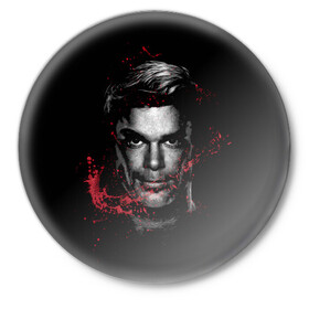 Значок с принтом Dexter в Курске,  металл | круглая форма, металлическая застежка в виде булавки | Тематика изображения на принте: dexter | декстер | декстер морган | дэкстер | дэкстэр | сериал | сериалы