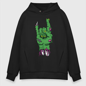 Мужское худи Oversize хлопок с принтом ROCK ZOMBIE в Курске, френч-терри — 70% хлопок, 30% полиэстер. Мягкий теплый начес внутри —100% хлопок | боковые карманы, эластичные манжеты и нижняя кромка, капюшон на магнитной кнопке | blood | diablo | haloween | horror | дьявол | зомби | кости | кровь | мясо | страшилка | ужасы | хеллоуин | хелоуин