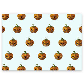 Поздравительная открытка с принтом Тыквы паттерн в Курске, 100% бумага | плотность бумаги 280 г/м2, матовая, на обратной стороне линовка и место для марки
 | 2020 | evil | halloween | pumpkin | зло | злобная | тыква | тыквы | улыбка | хэллоуин | хэлоуин