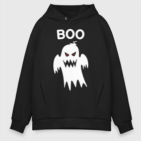 Мужское худи Oversize хлопок с принтом BOO в Курске, френч-терри — 70% хлопок, 30% полиэстер. Мягкий теплый начес внутри —100% хлопок | боковые карманы, эластичные манжеты и нижняя кромка, капюшон на магнитной кнопке | Тематика изображения на принте: 31 октября | halloween | halowen | ведьма | день всех святых | джек | костюм | кровь | лого | монстр | надпись | праздник | приведение | призрак | светильник | символ | страшная | тыква | ужасы | хеллоуин | хеллуин