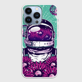 Чехол для iPhone 13 Pro с принтом Цветочный Астронавт в Курске,  |  | astronaut | cosmonaut | daisy | floral | flowers | galaxy | helmet | peace | planet | planets | retro | space | spacesuit | suit | винтаж | галактика | космонавт | космос | мир | планета | планеты | ретро | ромашки | скафандр | цветок | цвет